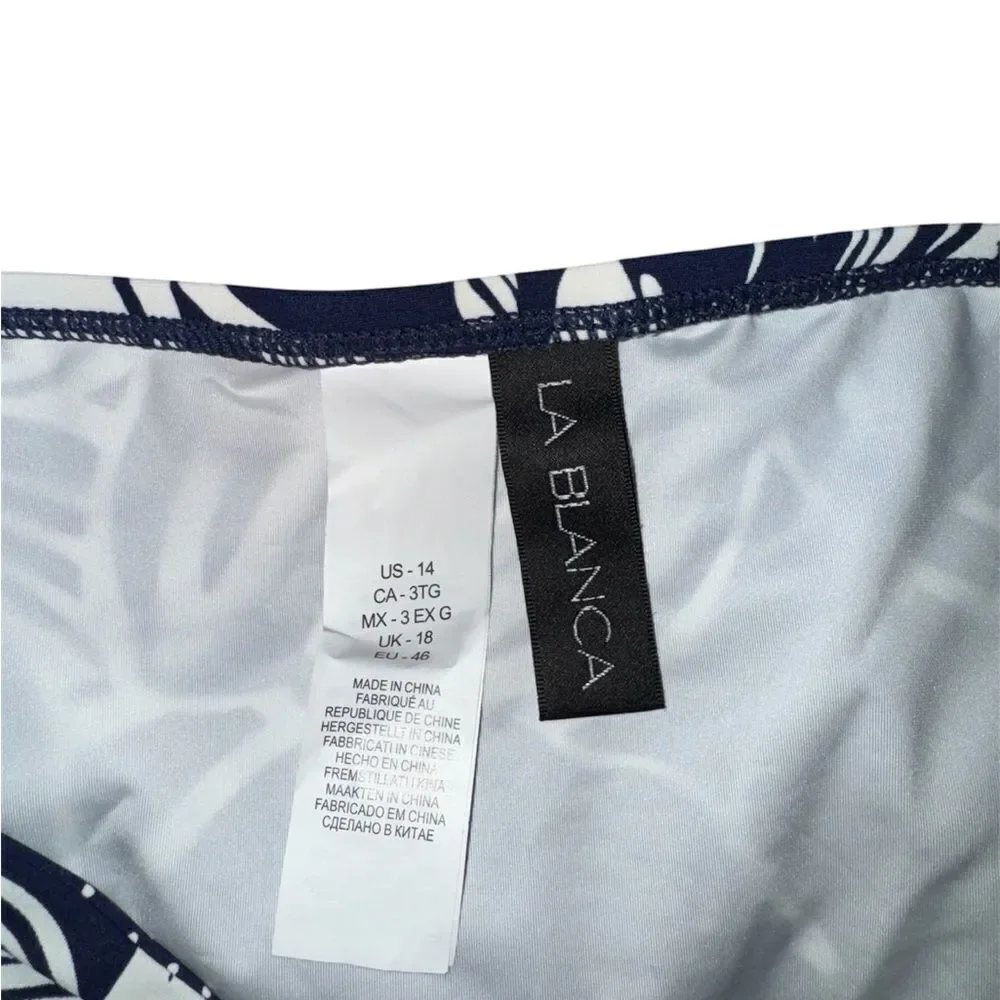 La Blanca NWT Playa Side Shirred Hipster Bikini Bottoms INDIGO Size 14